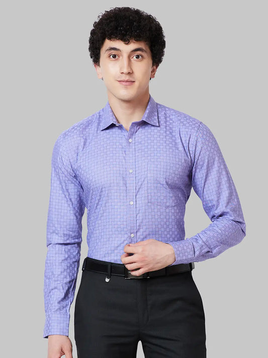 Men Violet Slim Fit Checks Cotton Shirts