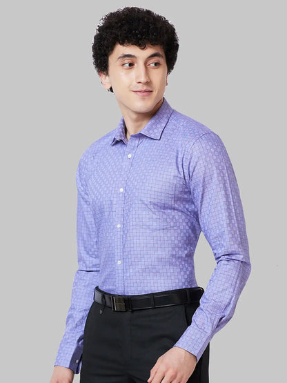 Men Violet Slim Fit Checks Cotton Shirts