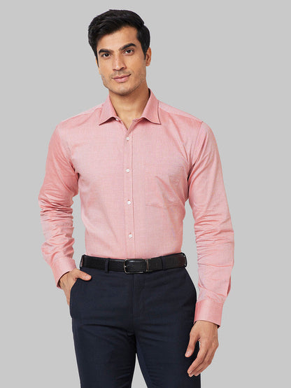 Park Avenue Men Orange Structure Slim Fit Cotton Shirt