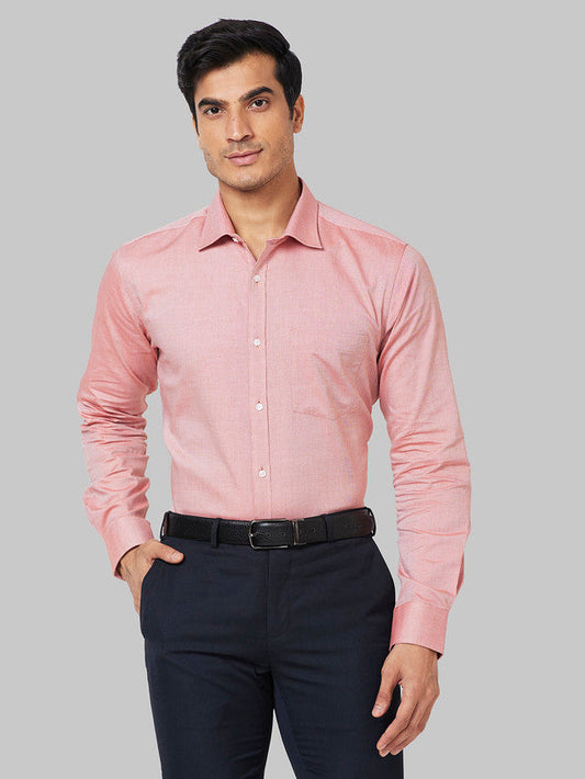 Park Avenue Men Orange Structure Slim Fit Cotton Shirt