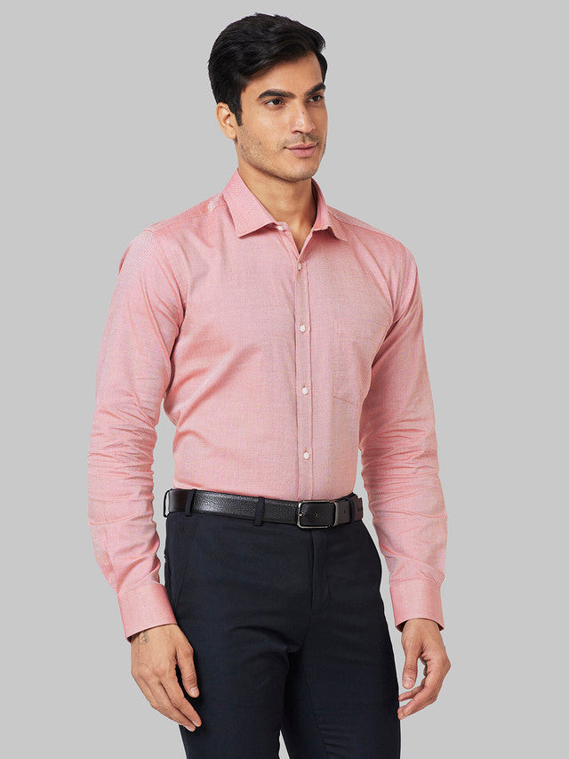 Park Avenue Men Orange Structure Slim Fit Cotton Shirt