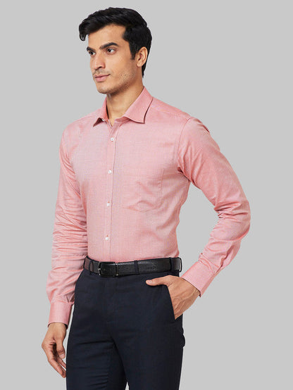 Park Avenue Men Orange Structure Slim Fit Cotton Shirt