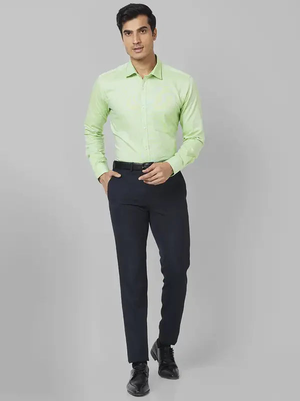 Men Green Slim Fit Structure Cotton Shirts