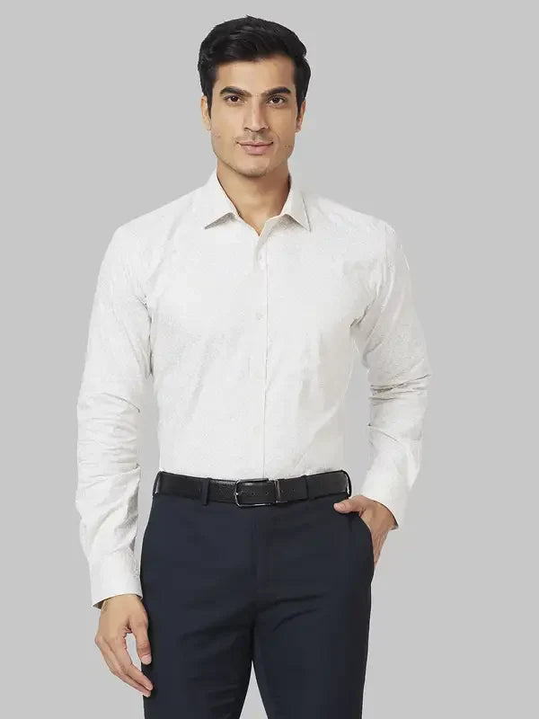 Park Avenue Men Grey Printed Slim Fit Cotton Formal Shirt