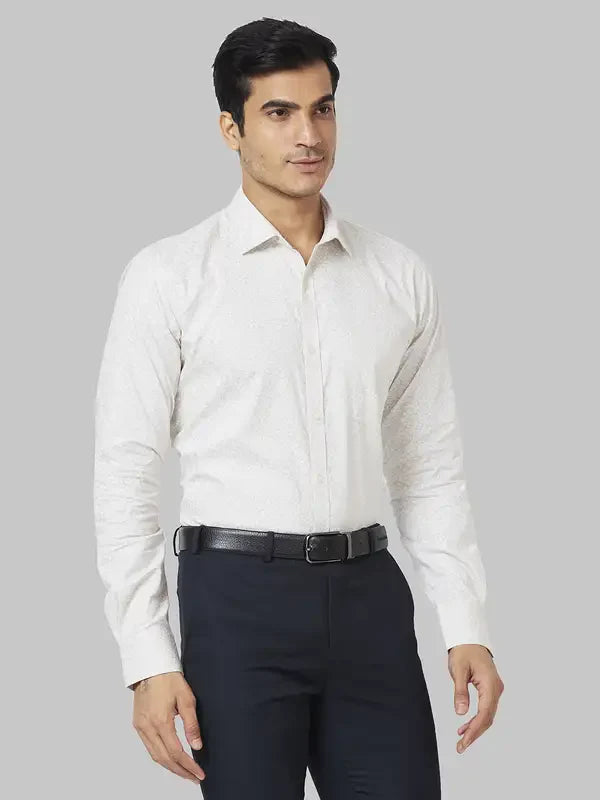 Park Avenue Men Grey Printed Slim Fit Cotton Formal Shirt