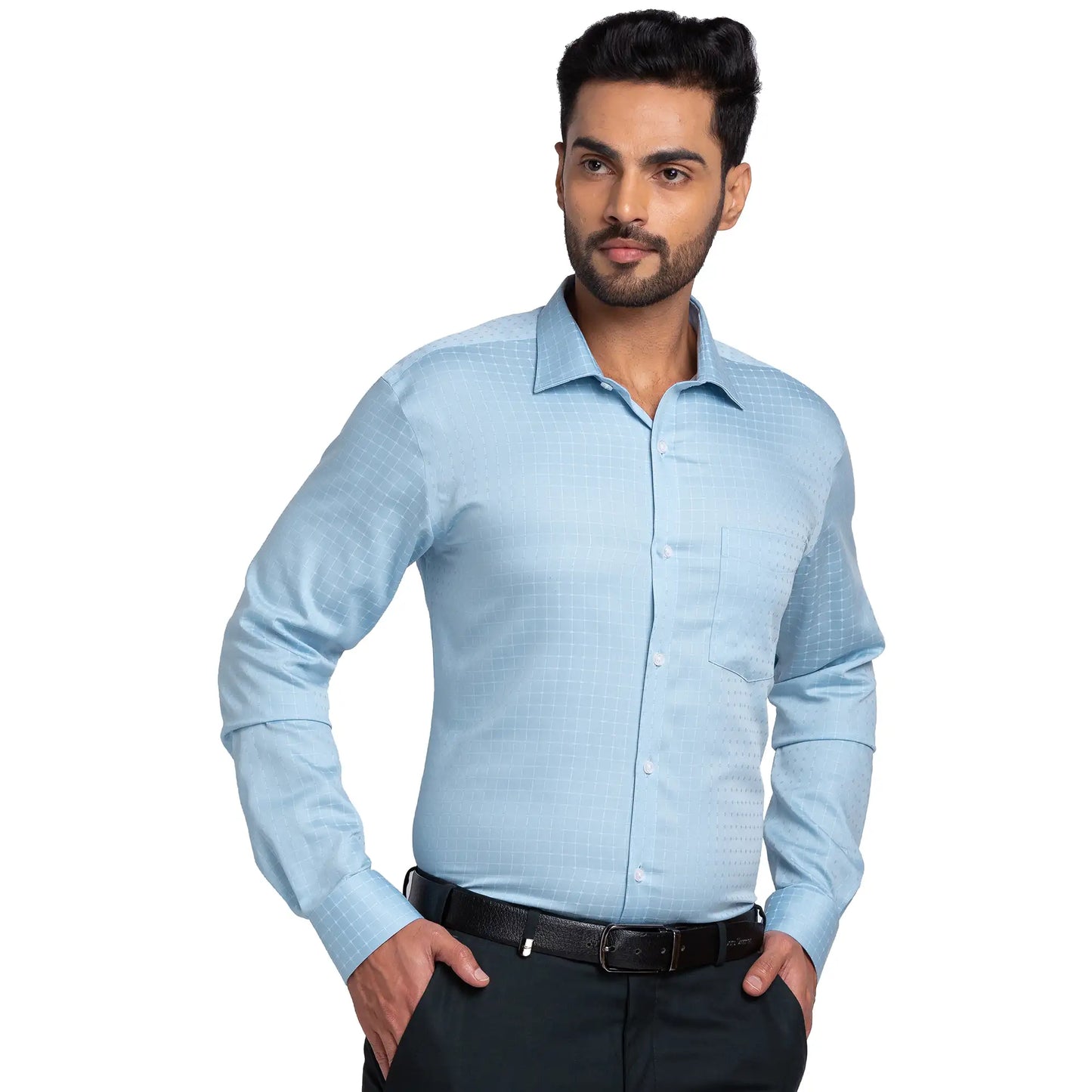Park Avenue Men Blue Checks Slim Fit Cotton Shirt