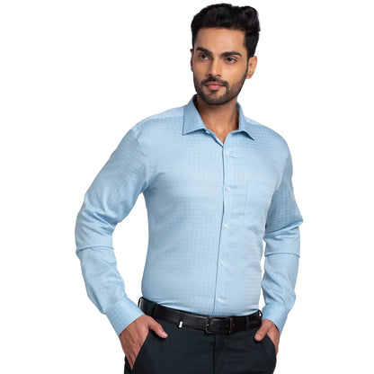 Park Avenue Men Blue Checks Slim Fit Cotton Shirt