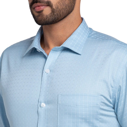 Park Avenue Men Blue Checks Slim Fit Cotton Shirt