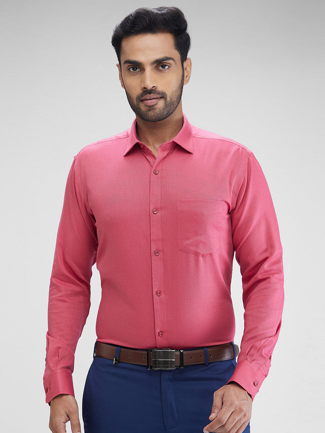 Park Avenue Maroon Structure Slim Fit Cotton Formal Shirt