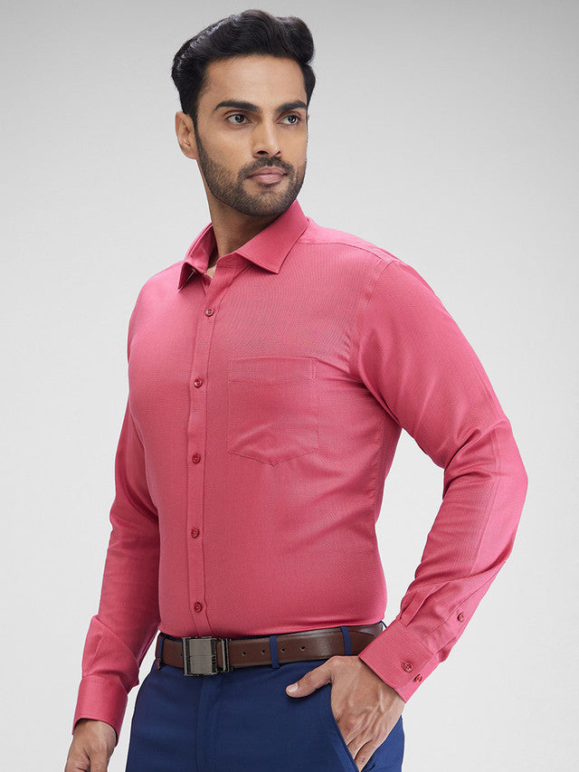 Park Avenue Maroon Structure Slim Fit Cotton Formal Shirt