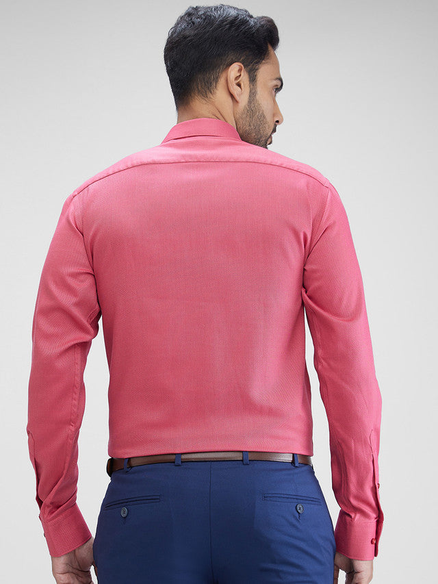 Park Avenue Maroon Structure Slim Fit Cotton Formal Shirt