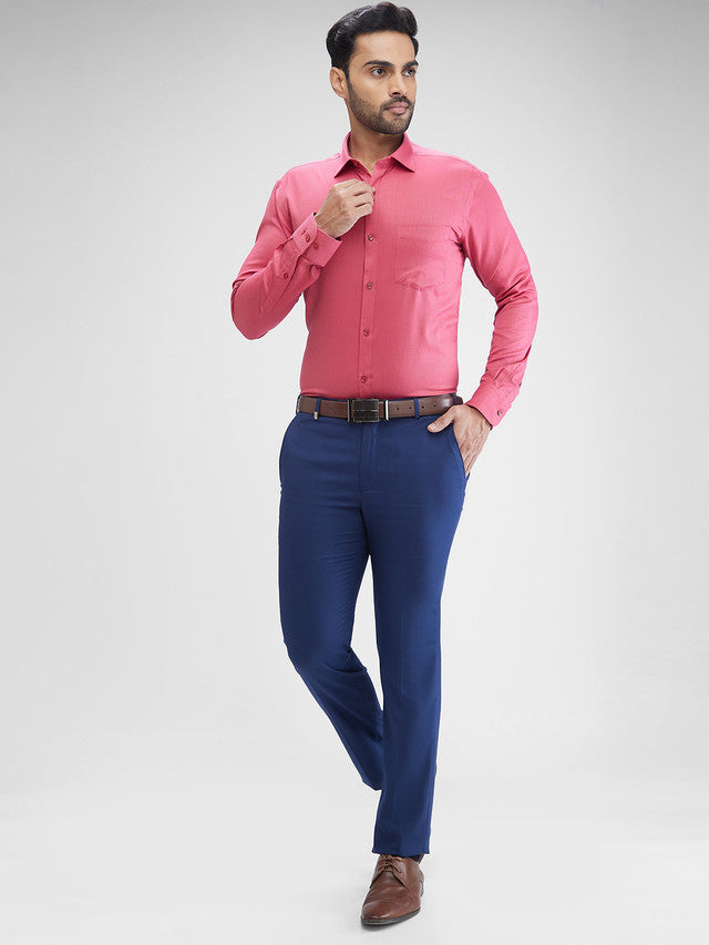 Park Avenue Maroon Structure Slim Fit Cotton Formal Shirt