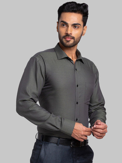 Park Avenue Men Green Self Design Slim Fit Full Sleeve Semi Cut Away Collar Shirt