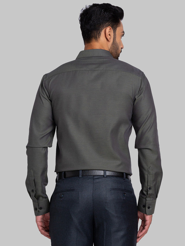 Park Avenue Men Green Self Design Slim Fit Full Sleeve Semi Cut Away Collar Shirt