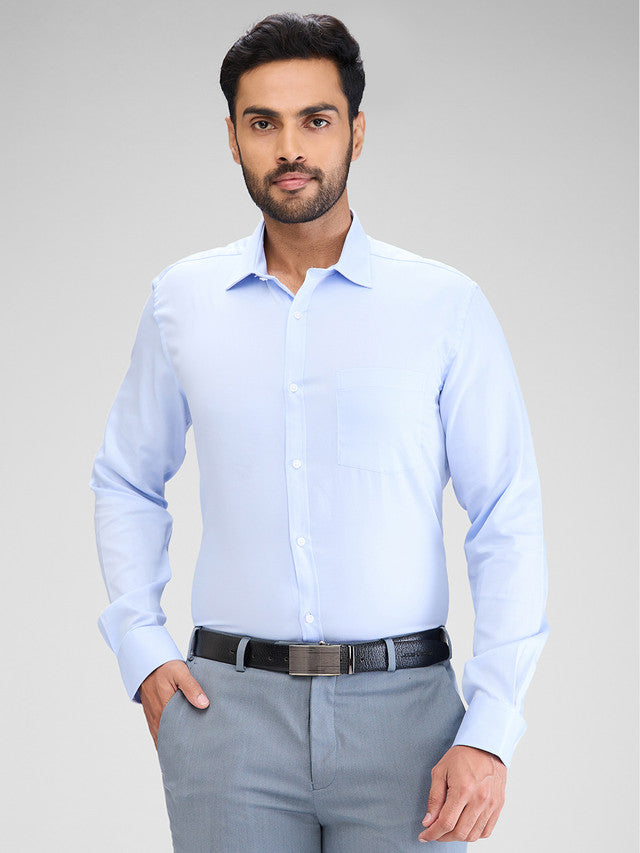 Park Avenue Blue Solid Slim Fit Cotton Formal Shirt