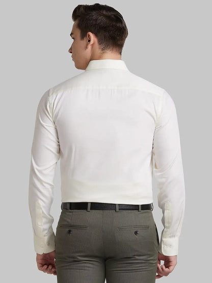 Men Yellow Slim Fit Solid  Cotton   Shirts