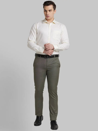 Men Yellow Slim Fit Solid  Cotton   Shirts