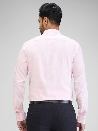 Park Avenue Men Pink Checks Slim Fit Cotton Formal Shirt