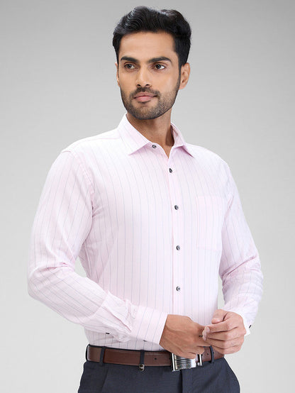Park Avenue Men Pink Striped Slim Fit Cotton Formal Shirt