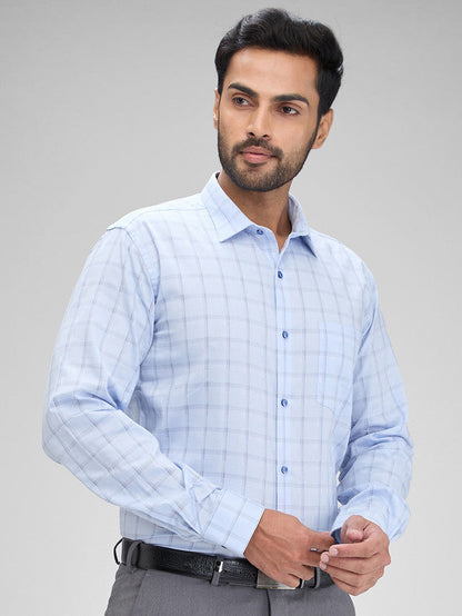 Park Avenue Blue Checks Slim Fit Full Sleeve Cotton Shirt