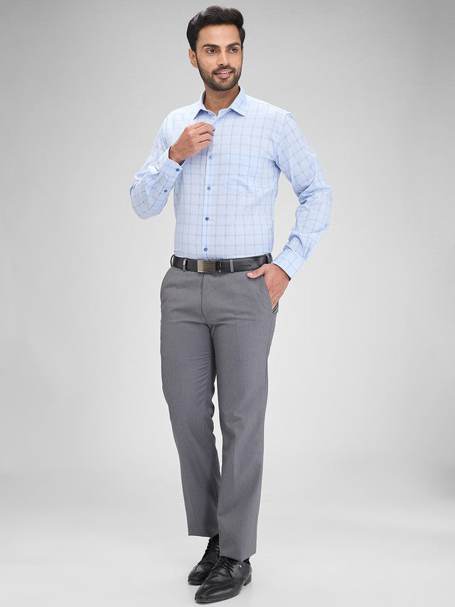 Park Avenue Blue Checks Slim Fit Full Sleeve Cotton Shirt