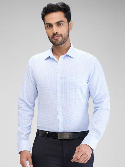Park Avenue Blue Printed Slim Fit Cotton Formal Shirt