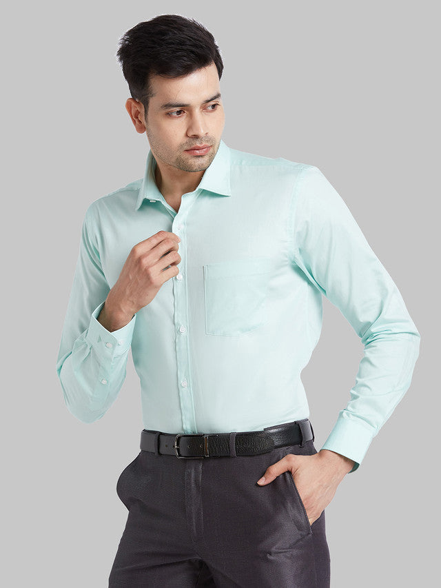 Park Avenue Blue Solid Slim Fit Cotton Formal Shirt
