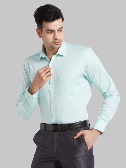 Park Avenue Blue Solid Slim Fit Cotton Formal Shirt