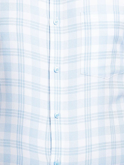 Men Blue Slim Fit Checks Cotton Shirts