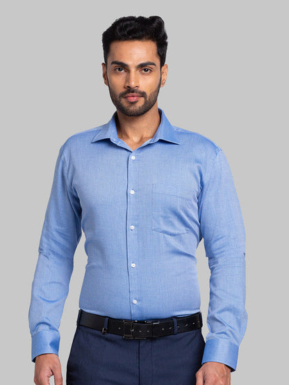 Park Avenue Blue Structure Slim Fit Cotton Formal Shirt