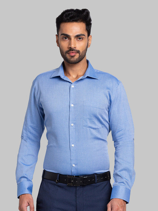 Park Avenue Blue Structure Slim Fit Cotton Formal Shirt