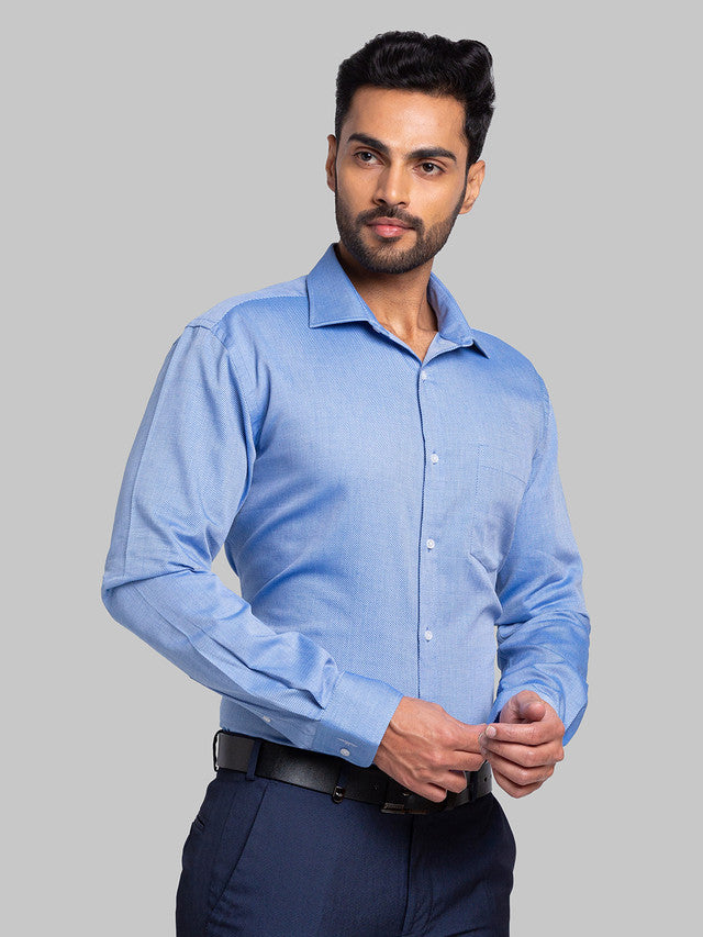 Park Avenue Blue Structure Slim Fit Cotton Formal Shirt