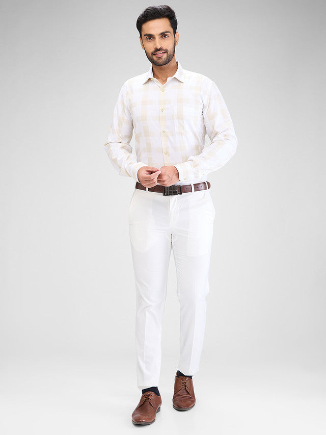 Park Avenue Men Brown Checks Slim Fit Cotton Formal Shirt