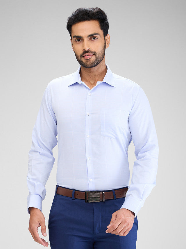 Park Avenue Blue Checks Slim Fit Cotton Formal Shirt