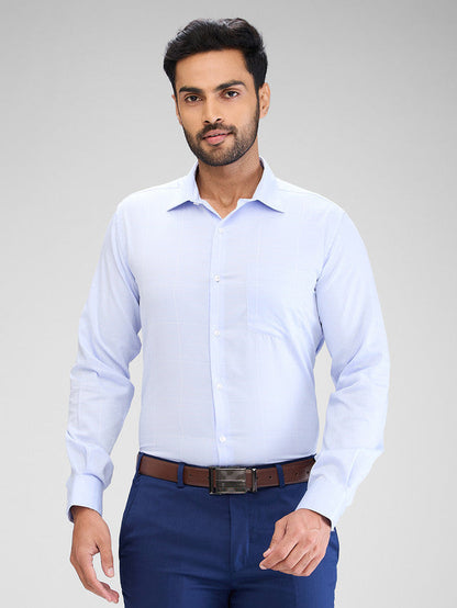 Park Avenue Blue Checks Slim Fit Cotton Formal Shirt