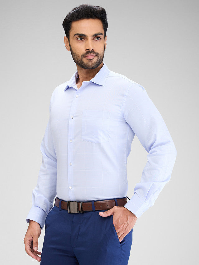 Park Avenue Blue Checks Slim Fit Cotton Formal Shirt