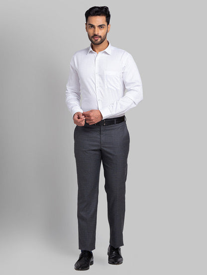 Park Avenue Men White Checkered Slim Fit Full Sleeve Ainsley Collar Shirt