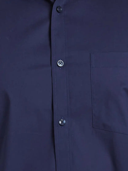 Men Blue Slim Fit Solid Cotton Blend   Shirts