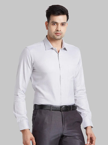 Park Avenue Men Grey Structure Slim Fit Cotton Shirt