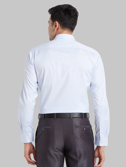 Park Avenue Men Blue Self Design Slim Fit Full Sleeve Semi Cut Away Collar Shirt