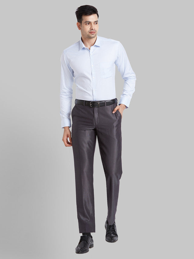 Park Avenue Men Blue Self Design Slim Fit Full Sleeve Semi Cut Away Collar Shirt