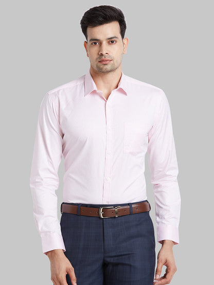 Park Avenue Men Pink Self Design Slim Fit Cotton Formal Shirt