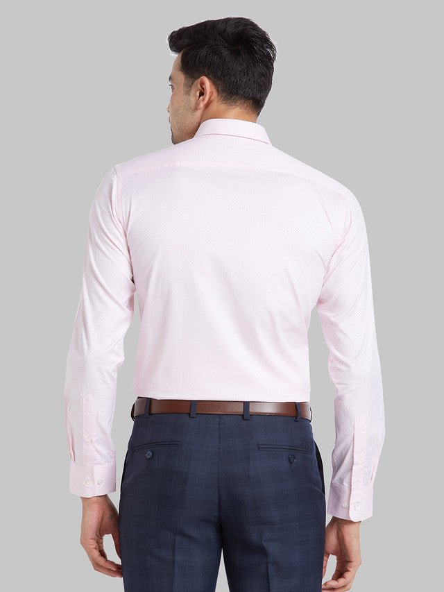 Park Avenue Men Pink Self Design Slim Fit Cotton Formal Shirt