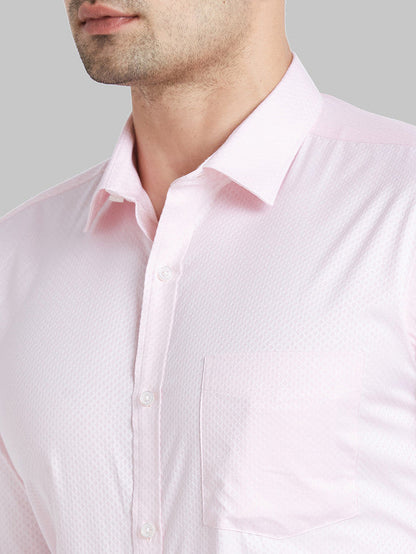 Park Avenue Men Pink Self Design Slim Fit Cotton Formal Shirt