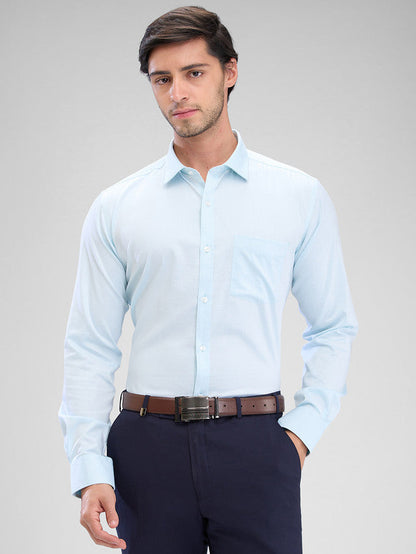 Park Avenue Green Structure Slim Fit Cotton Formal Shirt