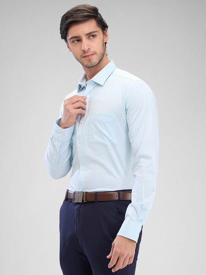 Park Avenue Green Structure Slim Fit Cotton Formal Shirt