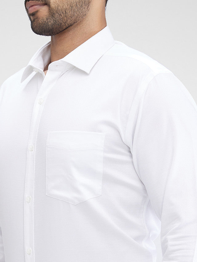 Park Avenue White Structure Slim Fit Cotton Formal Shirt