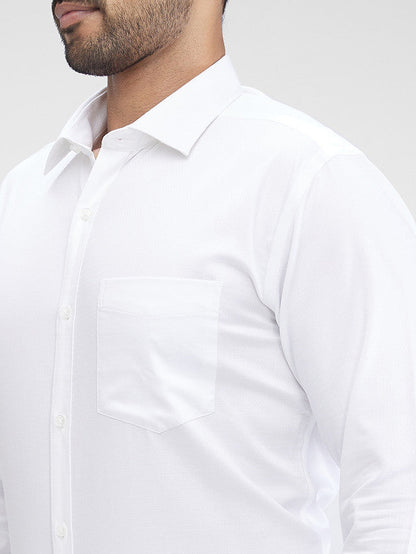 Park Avenue White Structure Slim Fit Cotton Formal Shirt