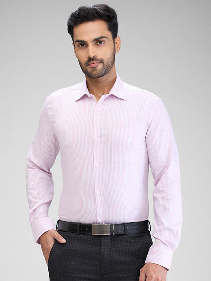Park Avenue Men Pink Striped Slim Fit Cotton Formal Shirt