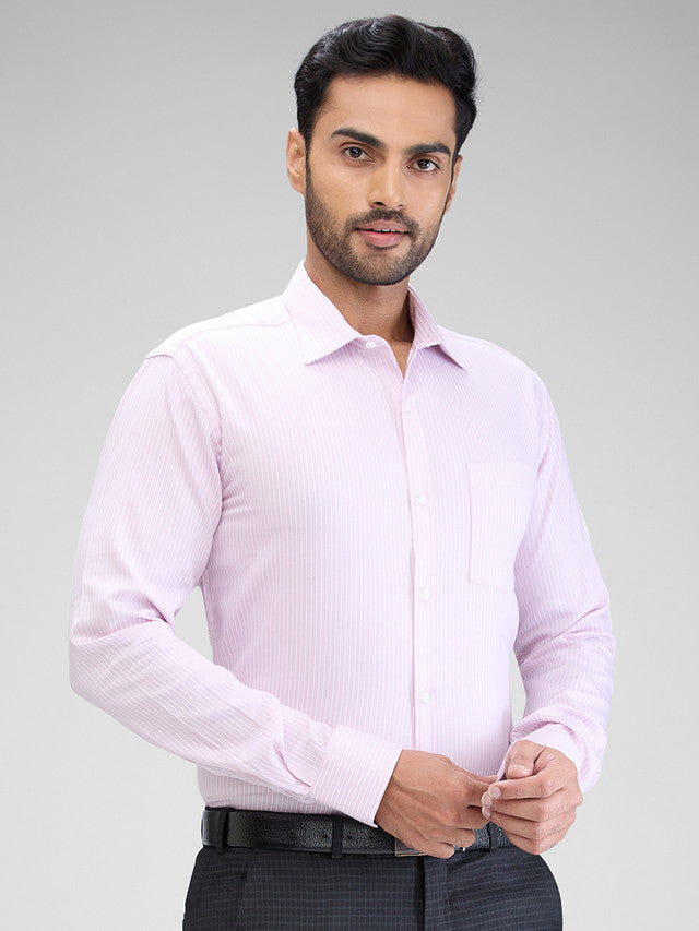 Park Avenue Men Pink Striped Slim Fit Cotton Formal Shirt